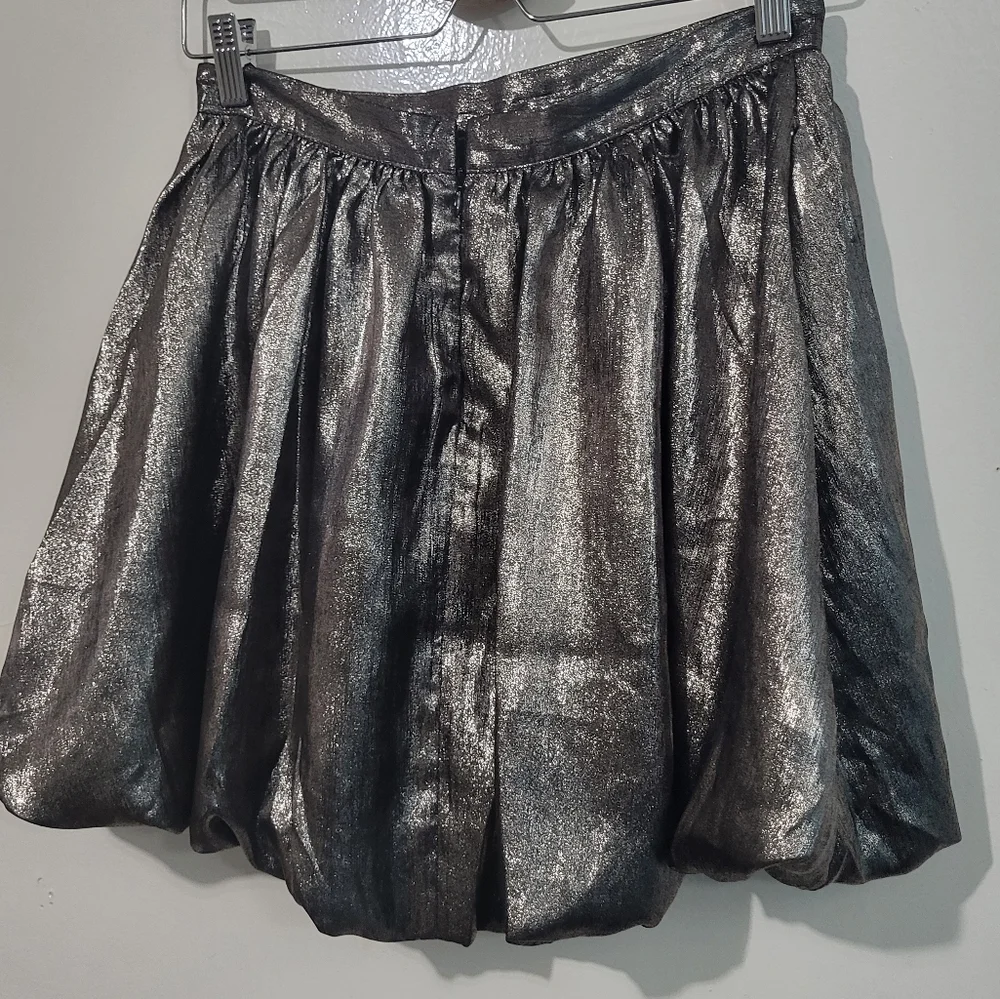 Madewell Metallic Bubble-Hem Miniskirt Bronze Foil Size 0 New